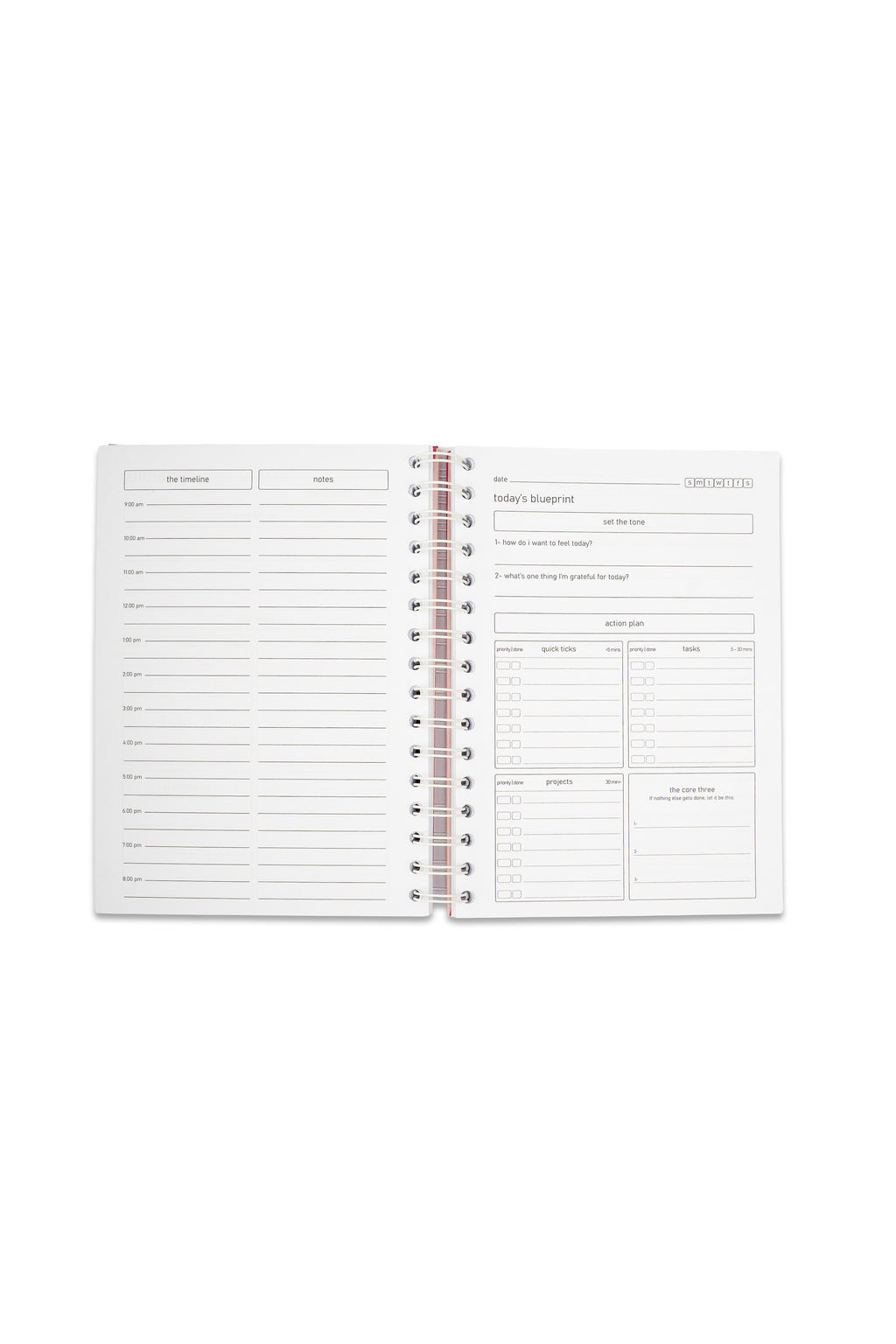 raspberry candy striped planner